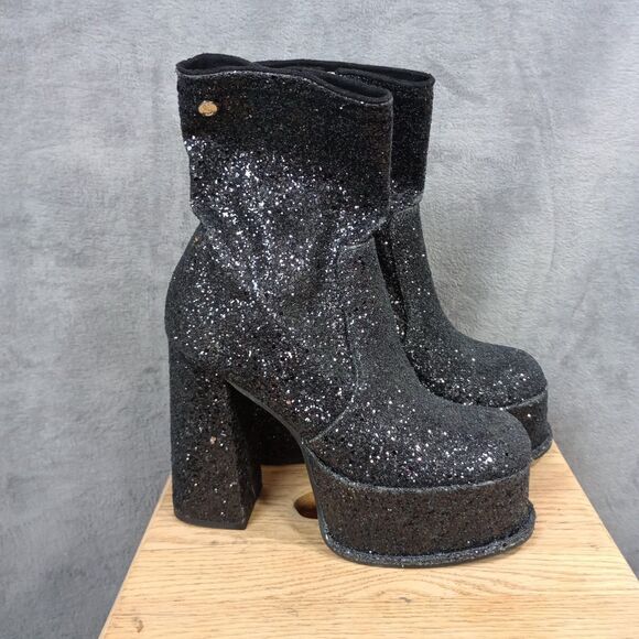 Dolls‎ Kill Shelley's London Sparkle Platform Boots Festival Size 7 Glitter 5" - Picture 6 of 16